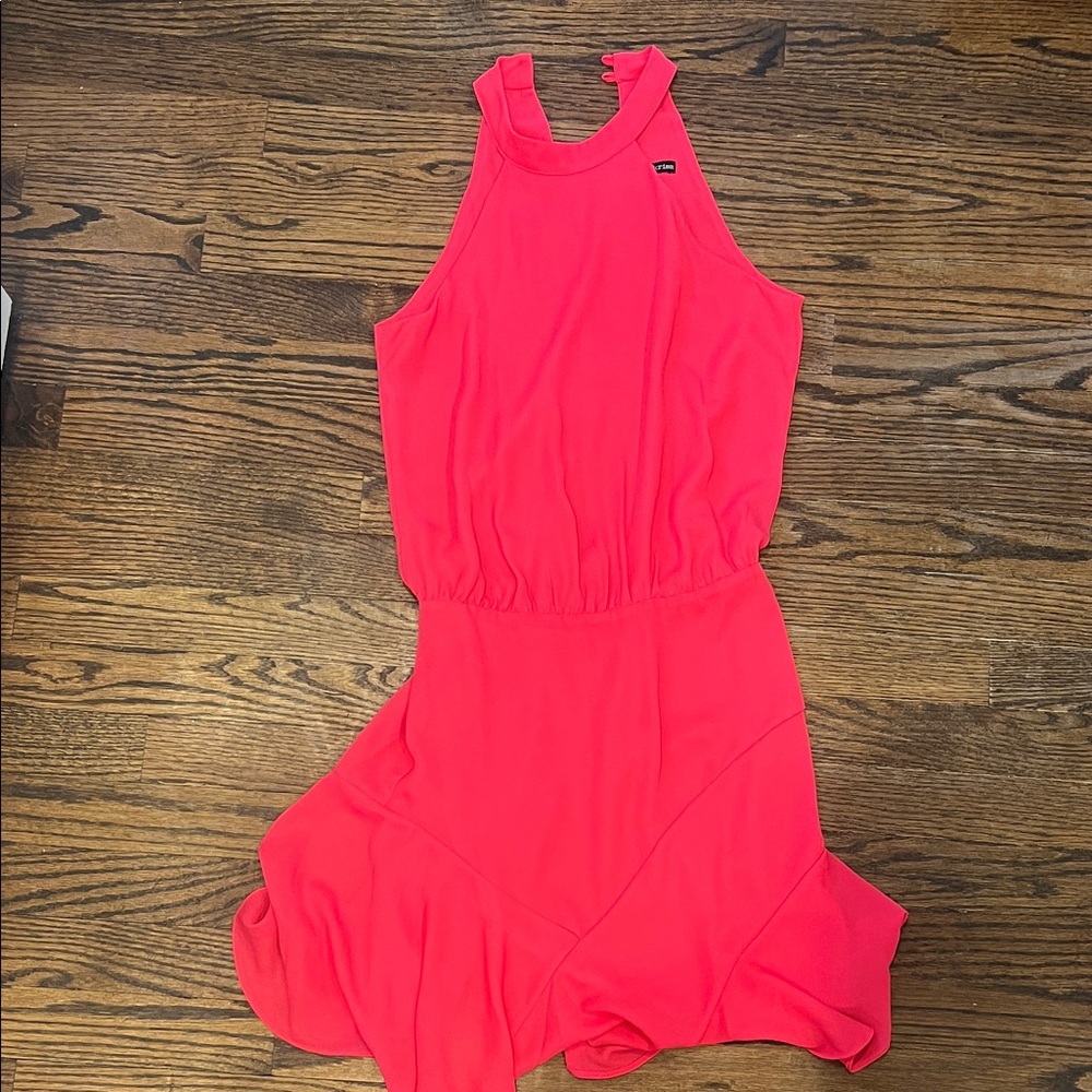 krisa Asymmetrical Flare Halter Mini Dress Freesia Pink XS NWT $209 - Picture 4 of 7
